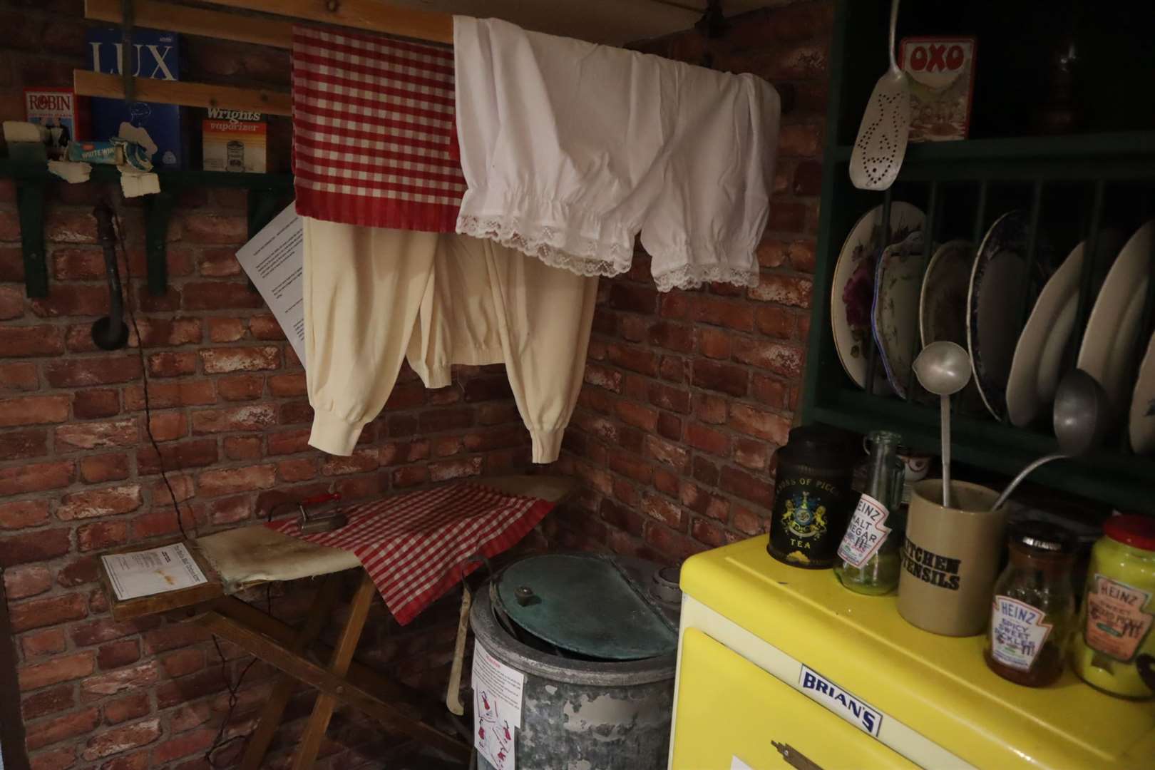 Drying the washing in the kitchen over a clothes horse. Travel back in time at the Blue Town Heritage Centre on Sheppey housed upstairs at the Criterion Theatre