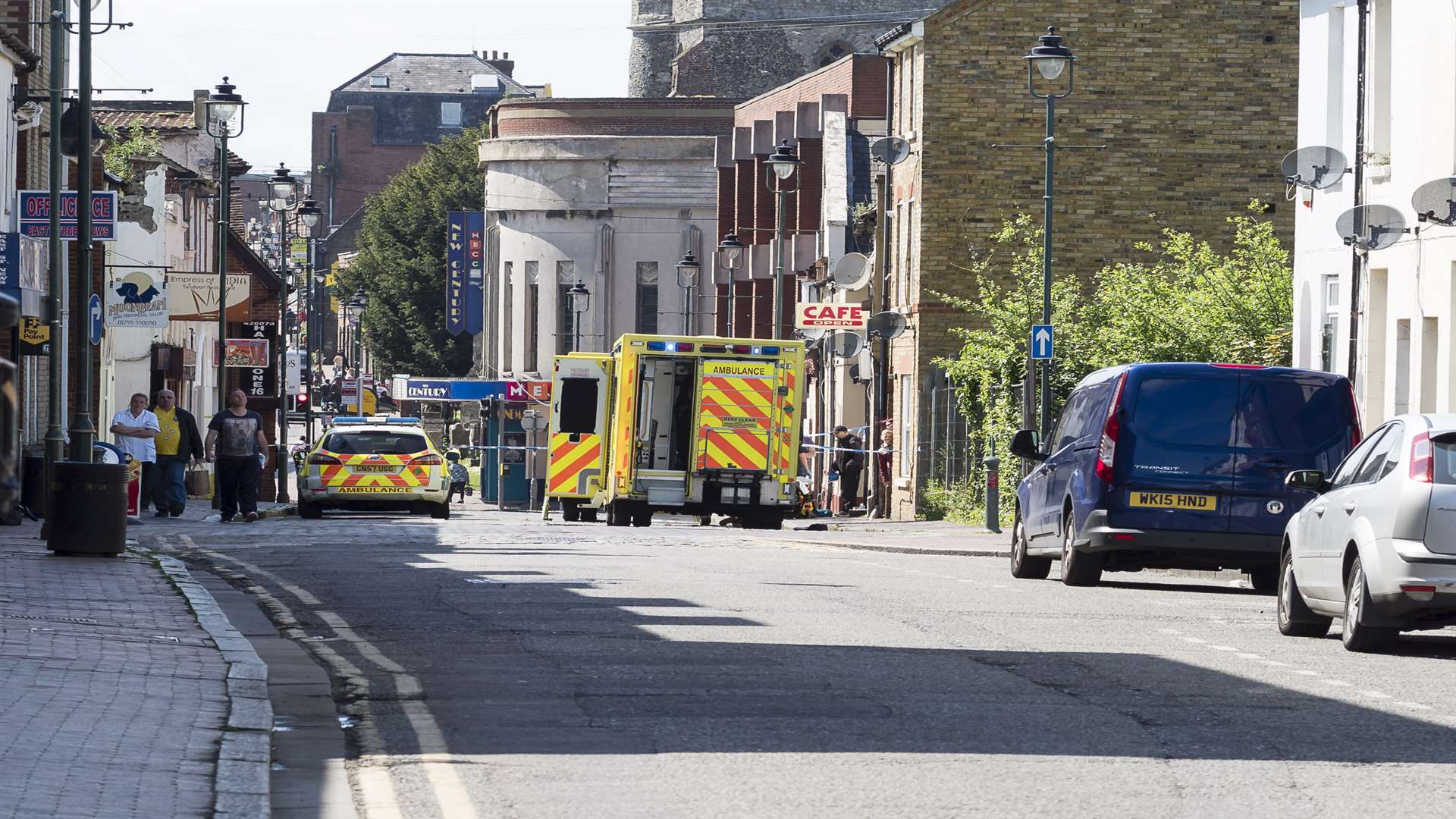 Police and ambulance services attend a medical emergency in East Street.