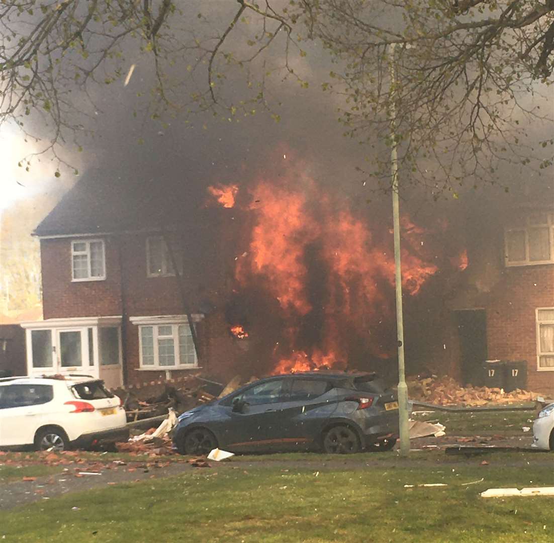 The immediate aftermath of the explosion in Mill View, Willesborough