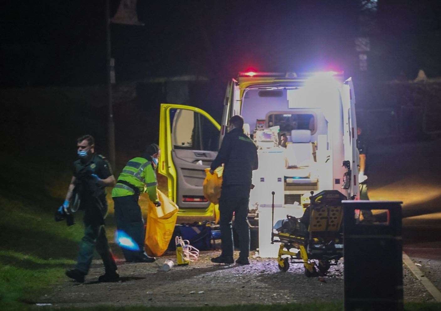 Police and ambulance crews in Mote Park (54827490)