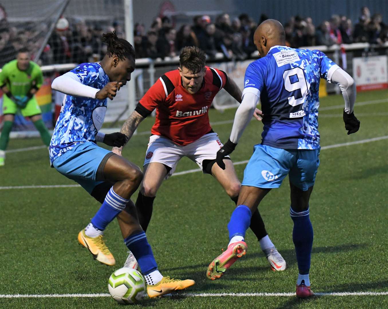 Chatham Town defender Dean Beckwith, centre Picture: Marc Richards