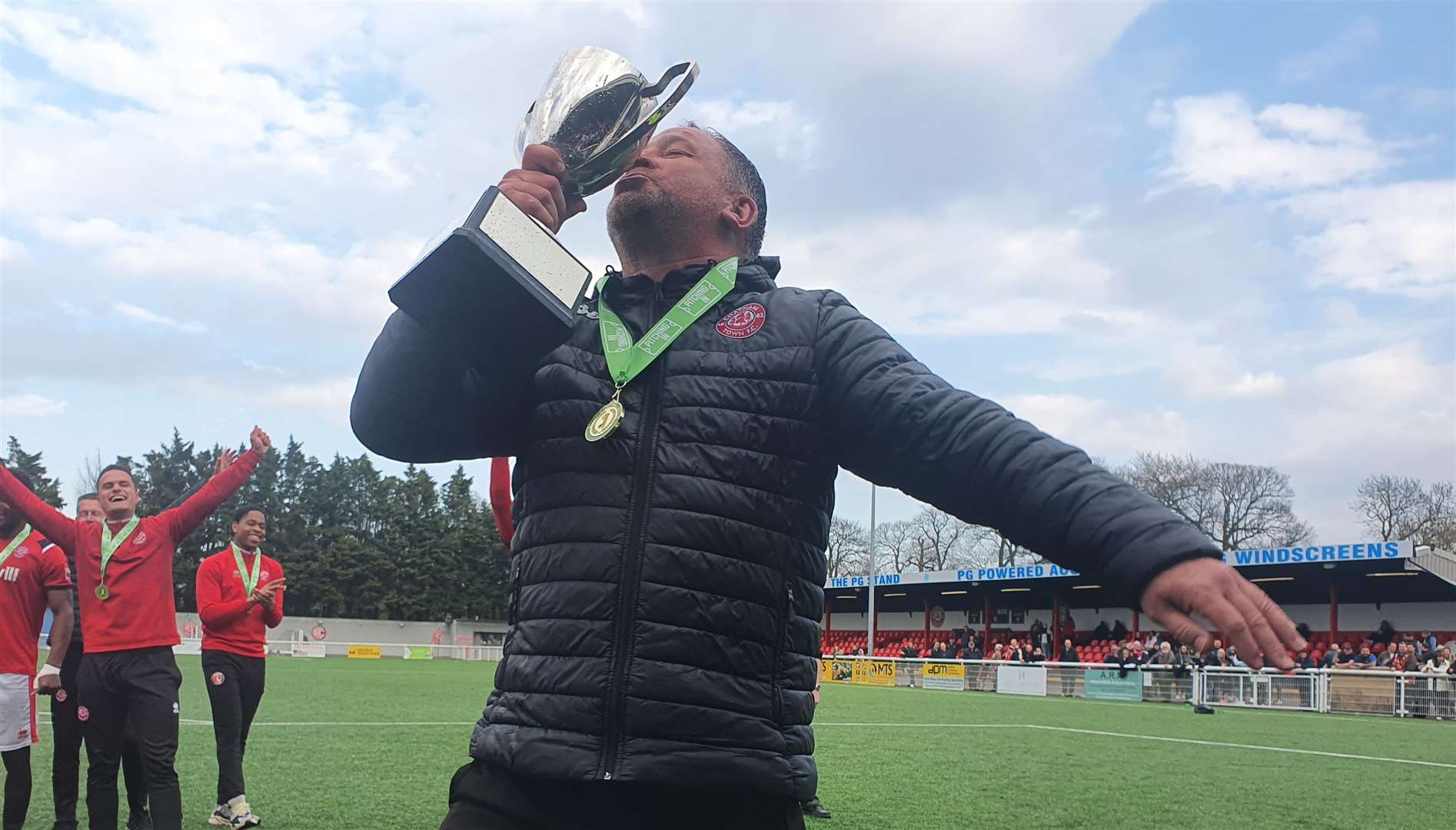 Chatham boss Kevin Hake seals it with a kiss