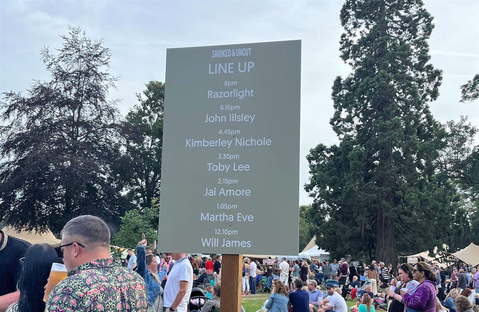 The main stage line up of bands at the Smoked & Uncut Festival in Bridge, near Canterbury