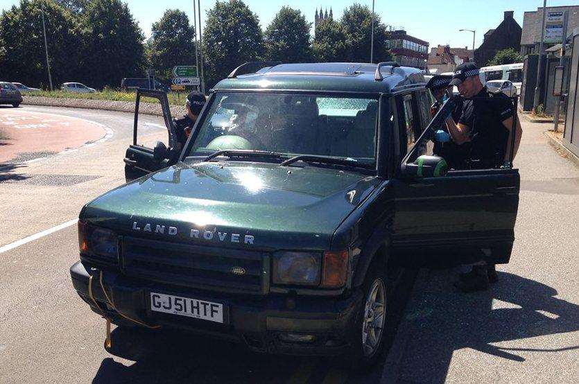 Officers investigating during the aftermath of the theft