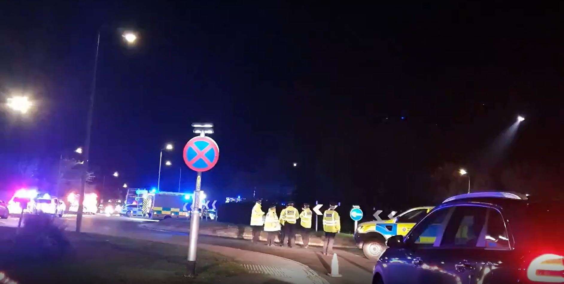 Emergency services at the scene of the crash along Canterbury Road, Herne Bay. Picture: Kye Boughton