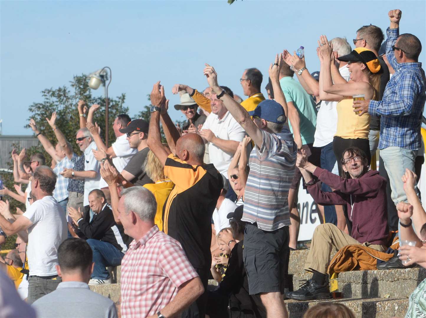 Folkestone Invicta supporters celebrate a goal earlier in the season Picture: Chris Davey