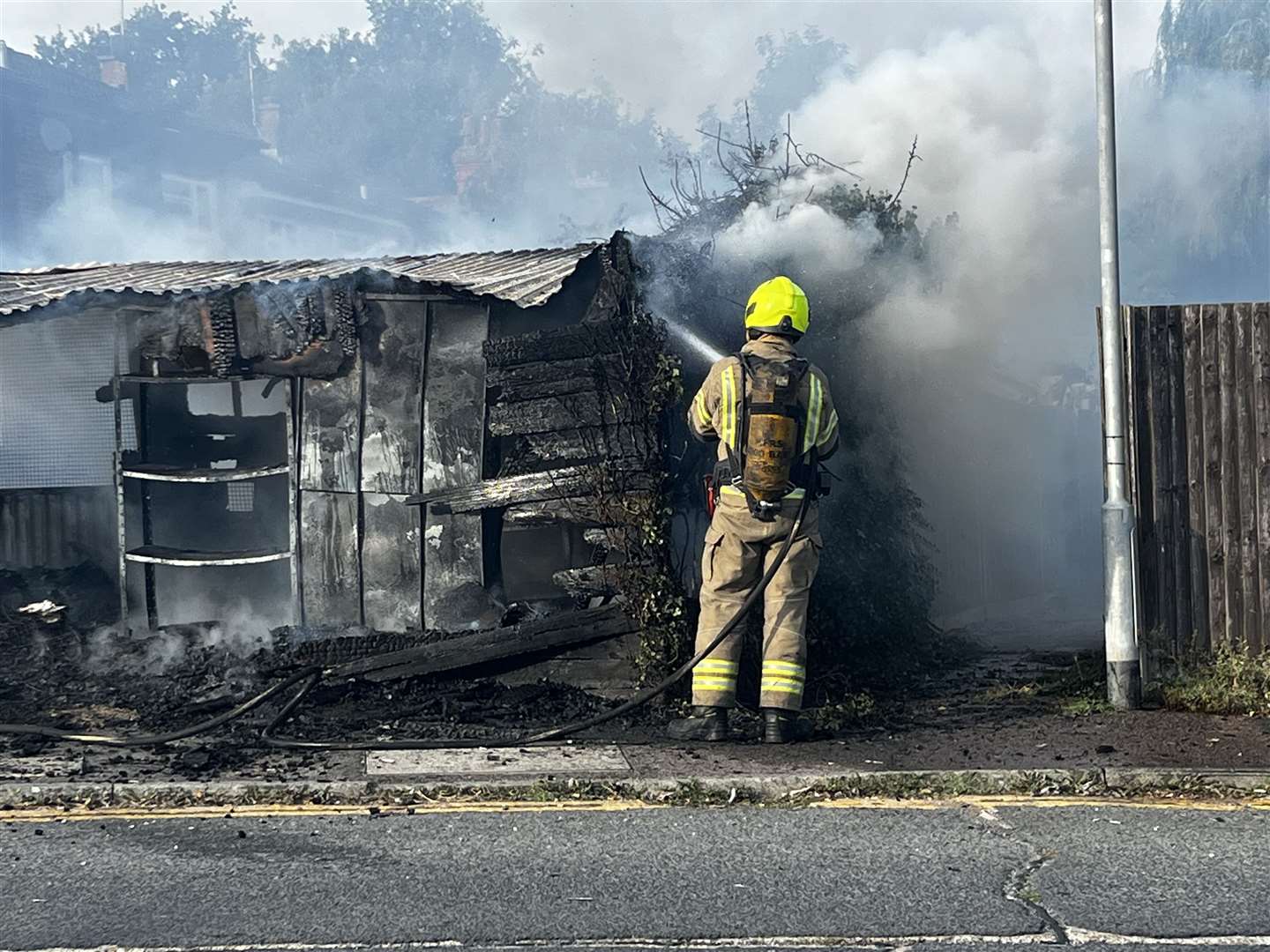 Fire crews at the scene. Picture: Steve Salter