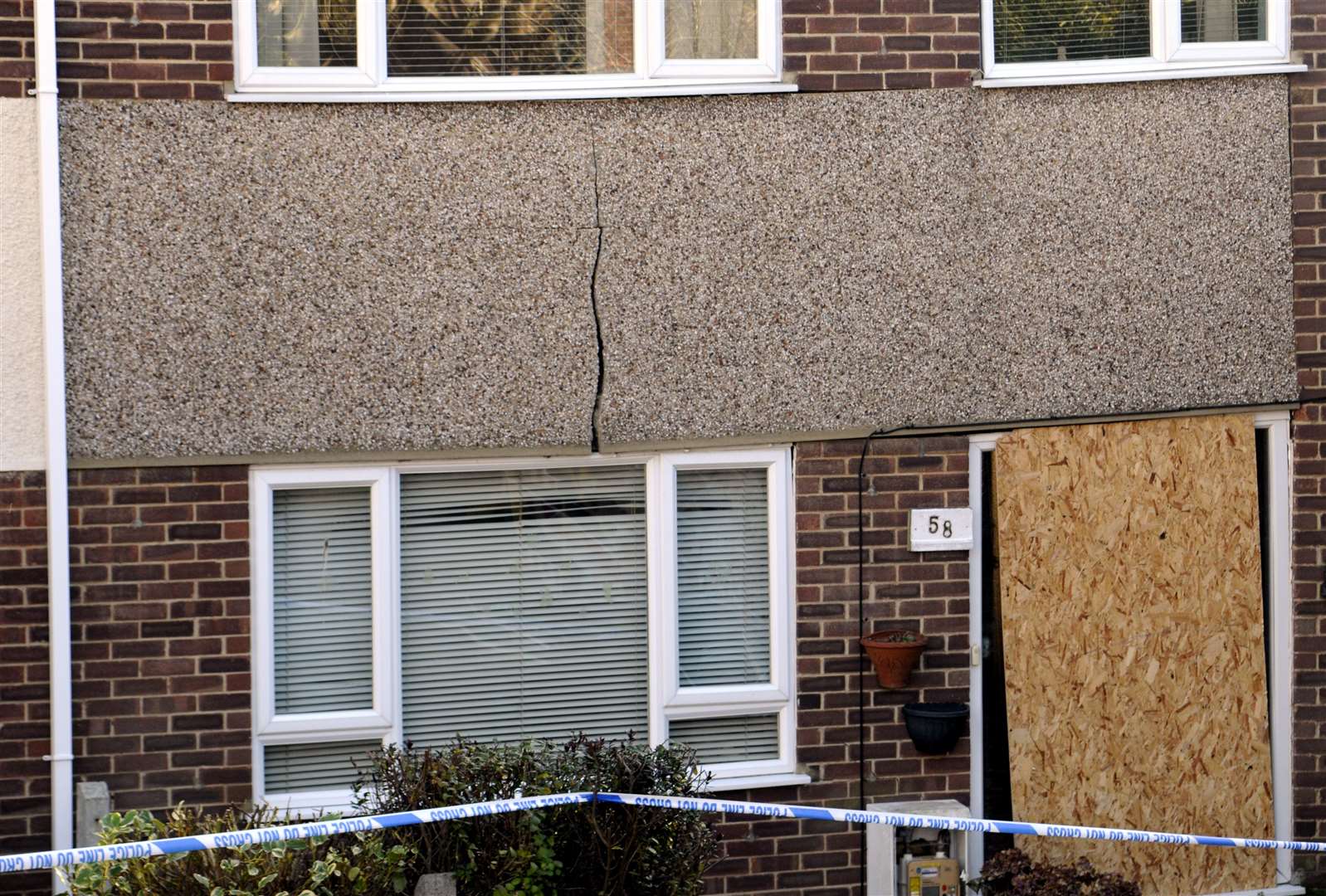 A large crack in 58 Victoria Road after the sinkhole emerged in December 2009