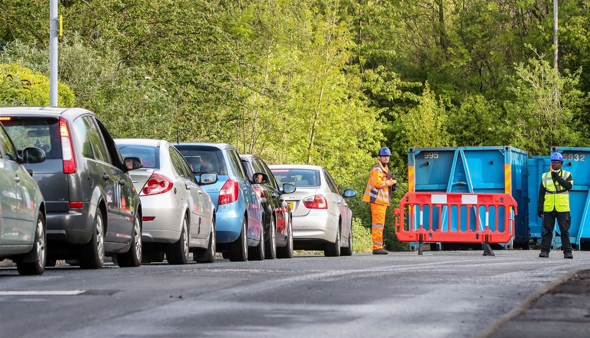 In Manchester, dozens of people queued – this time in their cars – to use a household waste recycling plant after it opened for the first time since lockdown began (Peter Byrne/PA)