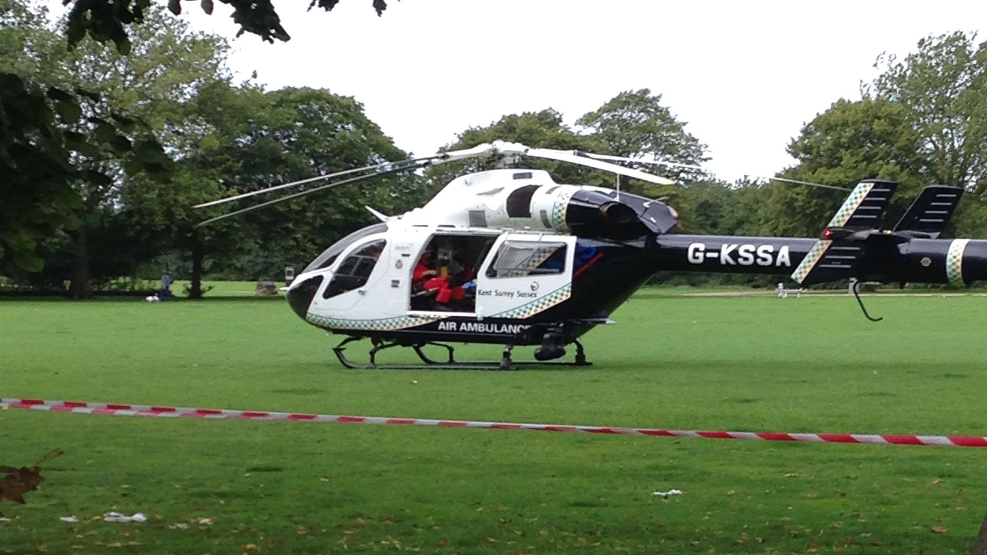 Air ambulance lands at the site of a crash in Marlborough Road, Gillingham