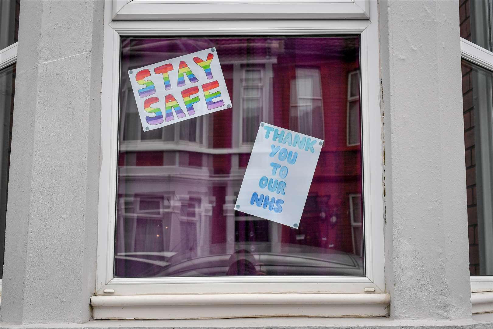 Window art has also been used to thank the NHS (Ben Birchall/PA)