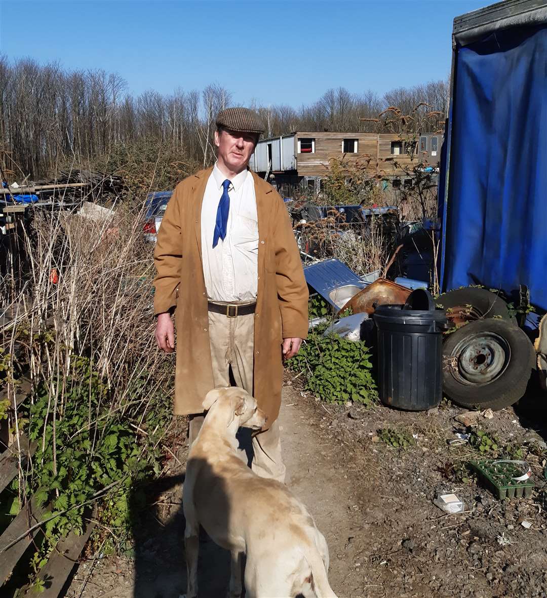 Langley Beck on his land in Bell Lane, Maidstone, where he has lived since the 1980s