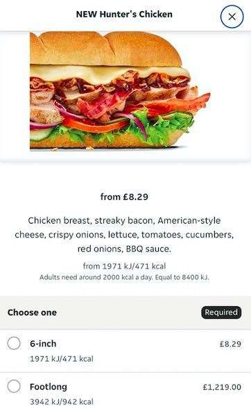 The Subway sandwich is costing customers more than £1,200 for customers using Just Eat