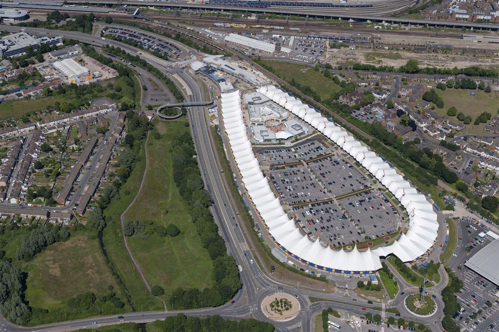 This aerial photo shows the 6.6-acre East Stour Park site, which is next to the Designer Outlet. Picture: Ady Kerry/Ashford Borough Council