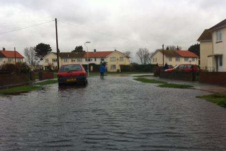 Blocked drains have caused a lake.