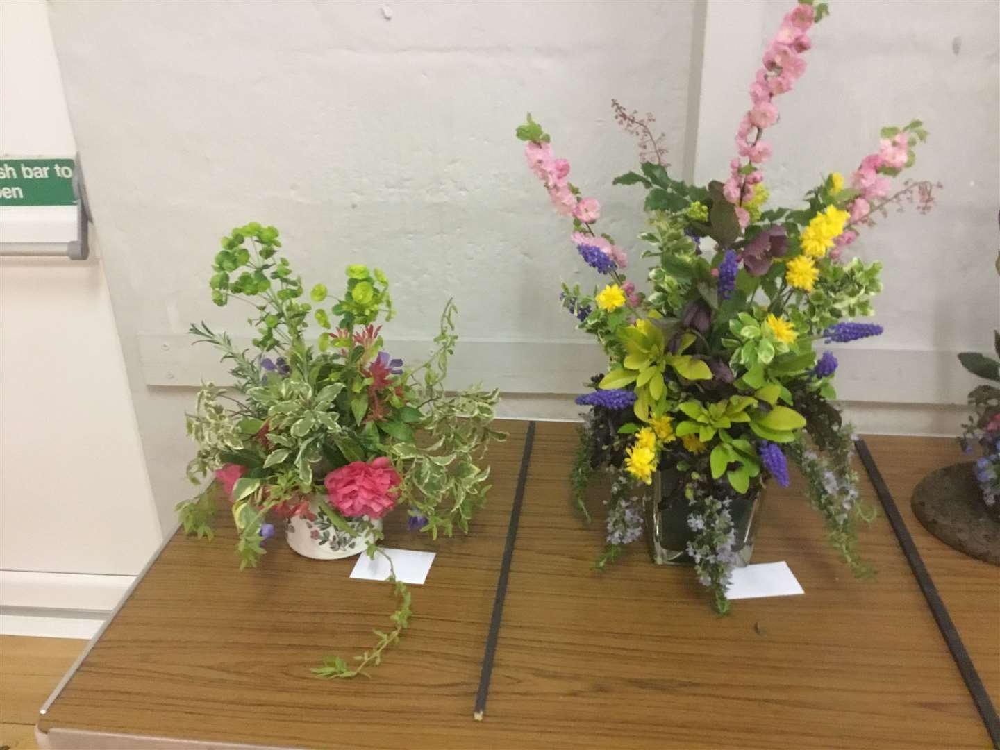 Two of the colourful displays at Great Mongeham Horticultural Society Spring Show