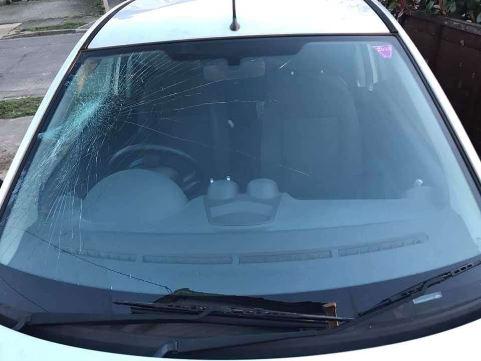 Damage to the car windscreen. Picture: Charlie Osborne (7706736)