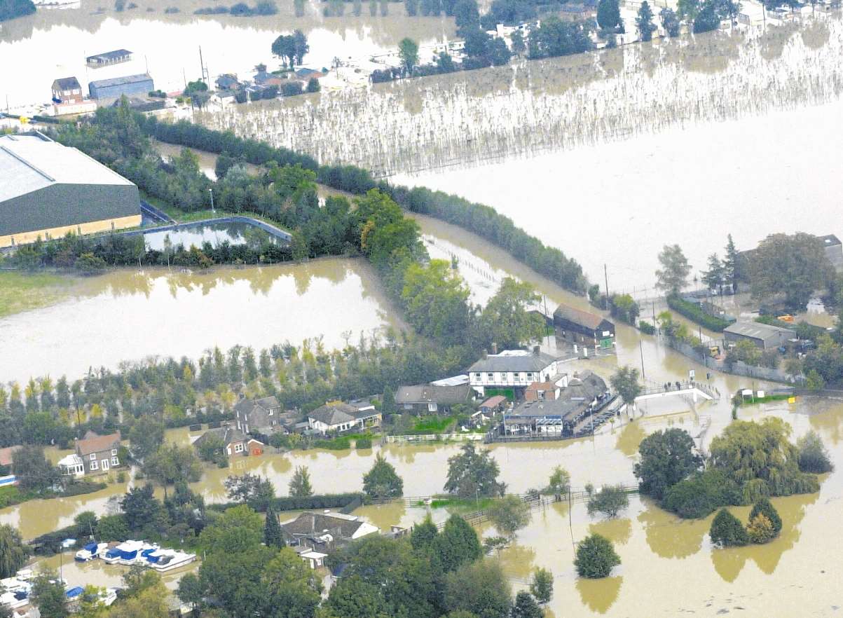 Flooding spread from Wateringbury to Tonbridge in 2000. Picture: Barry Hollis