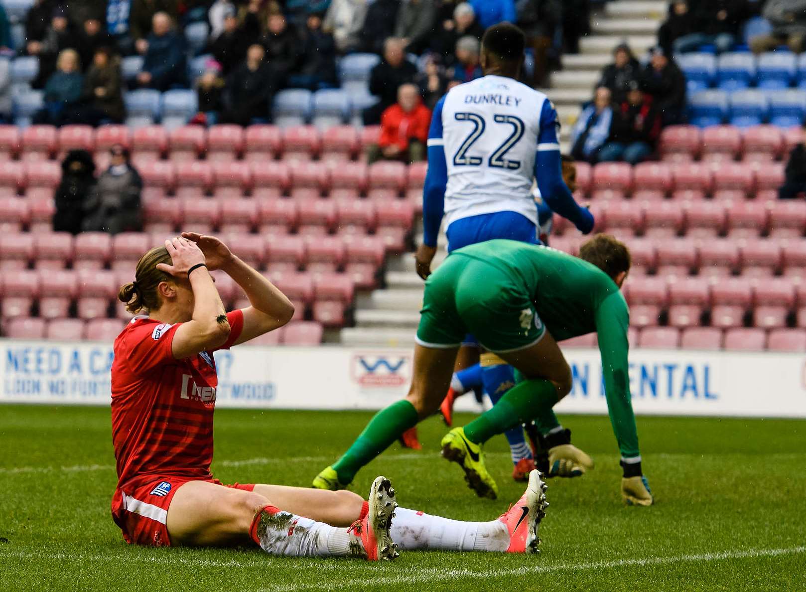 Tom Eaves denied by the woodwork early on Picture: Andy Payton