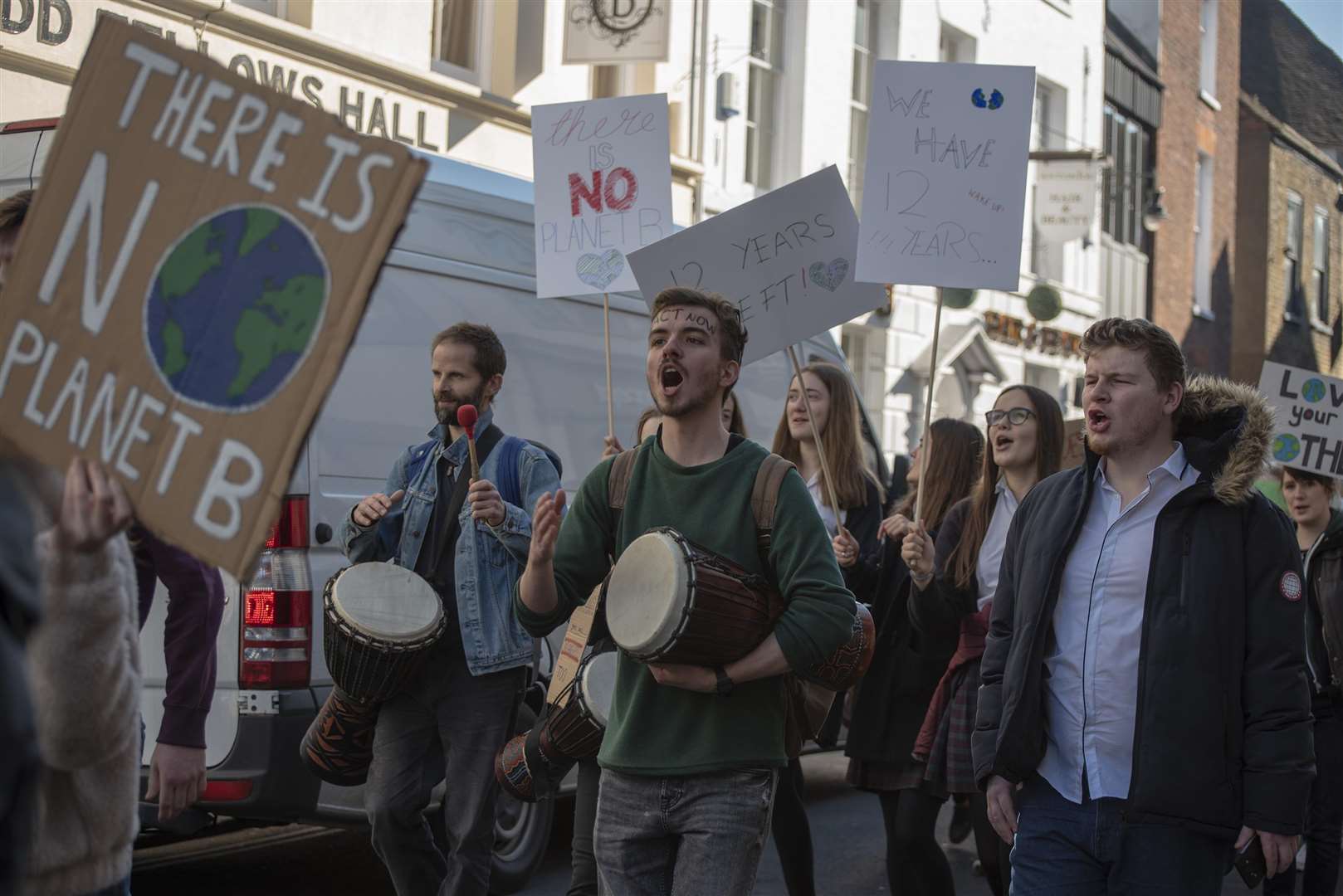 Protesters marching through Canterbury. Picture: Joanne Court. (7219254)