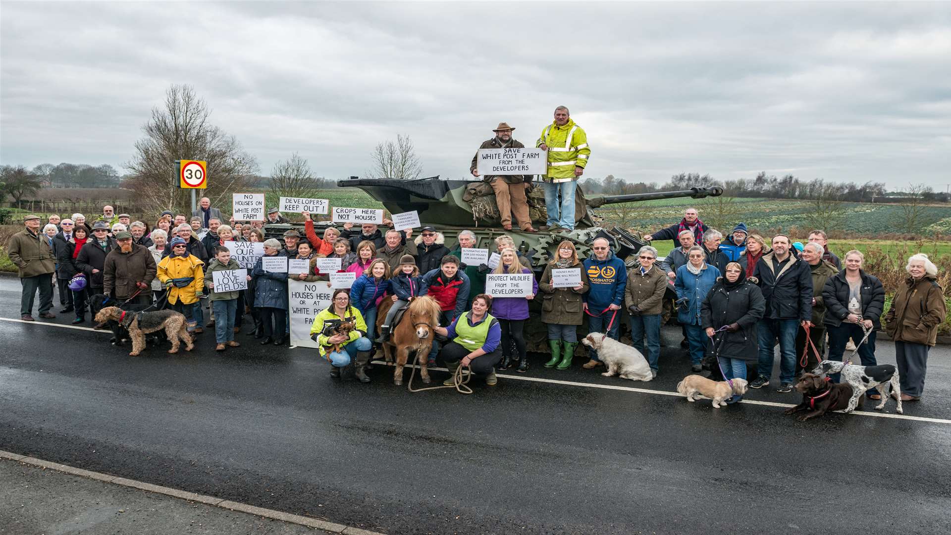 Ash residents campaigning against proposed housing developments to the north of Sandwich Road by Quinn Estates