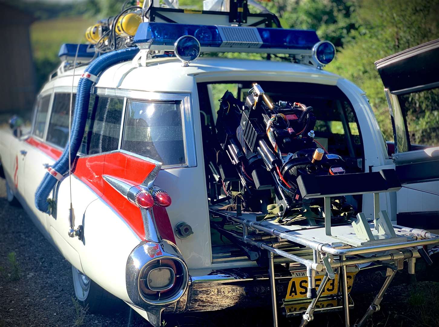 The newly-fitted Ghostbusters hearse