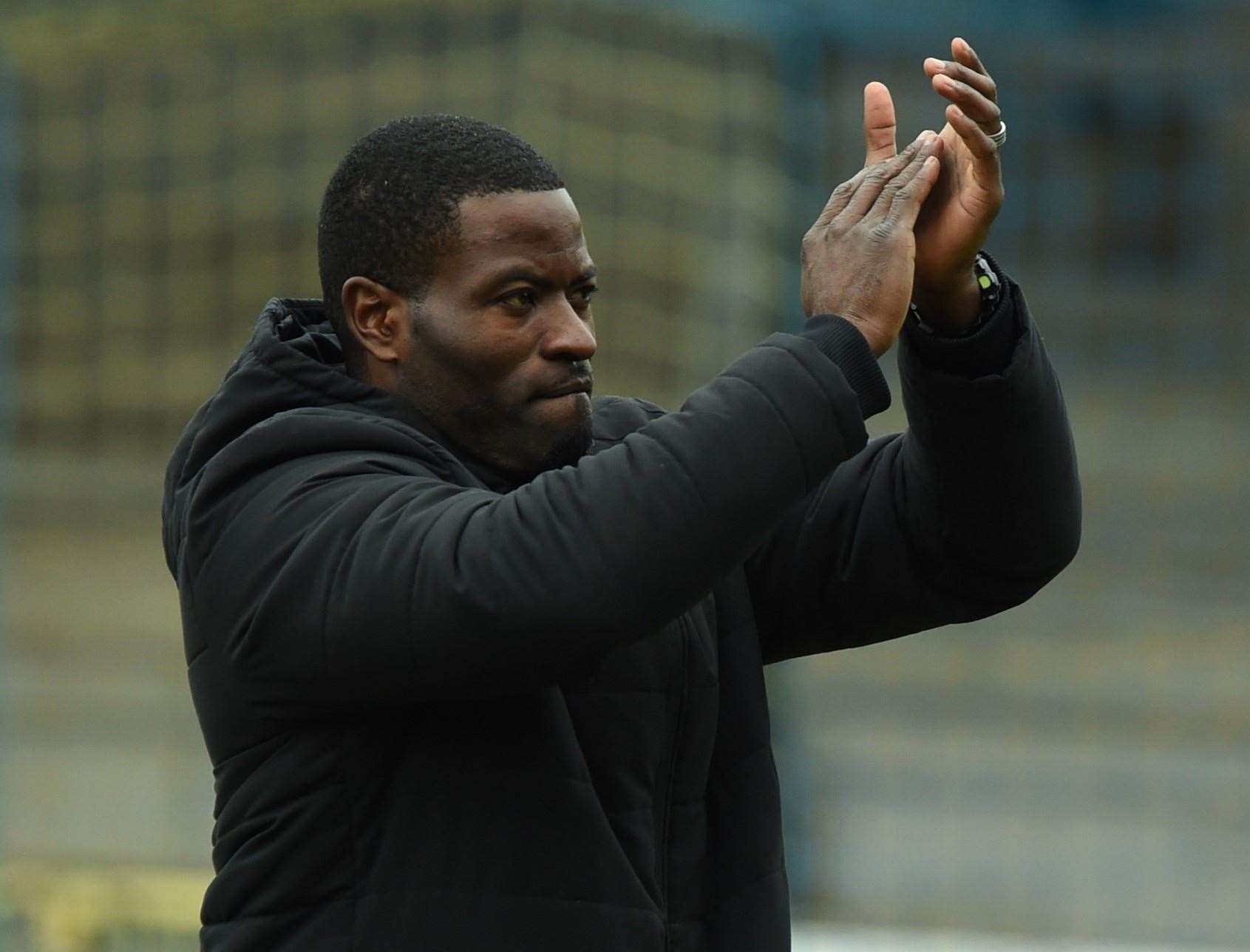 Maidstone United manager George Elokobi. Picture: Steve Terrell