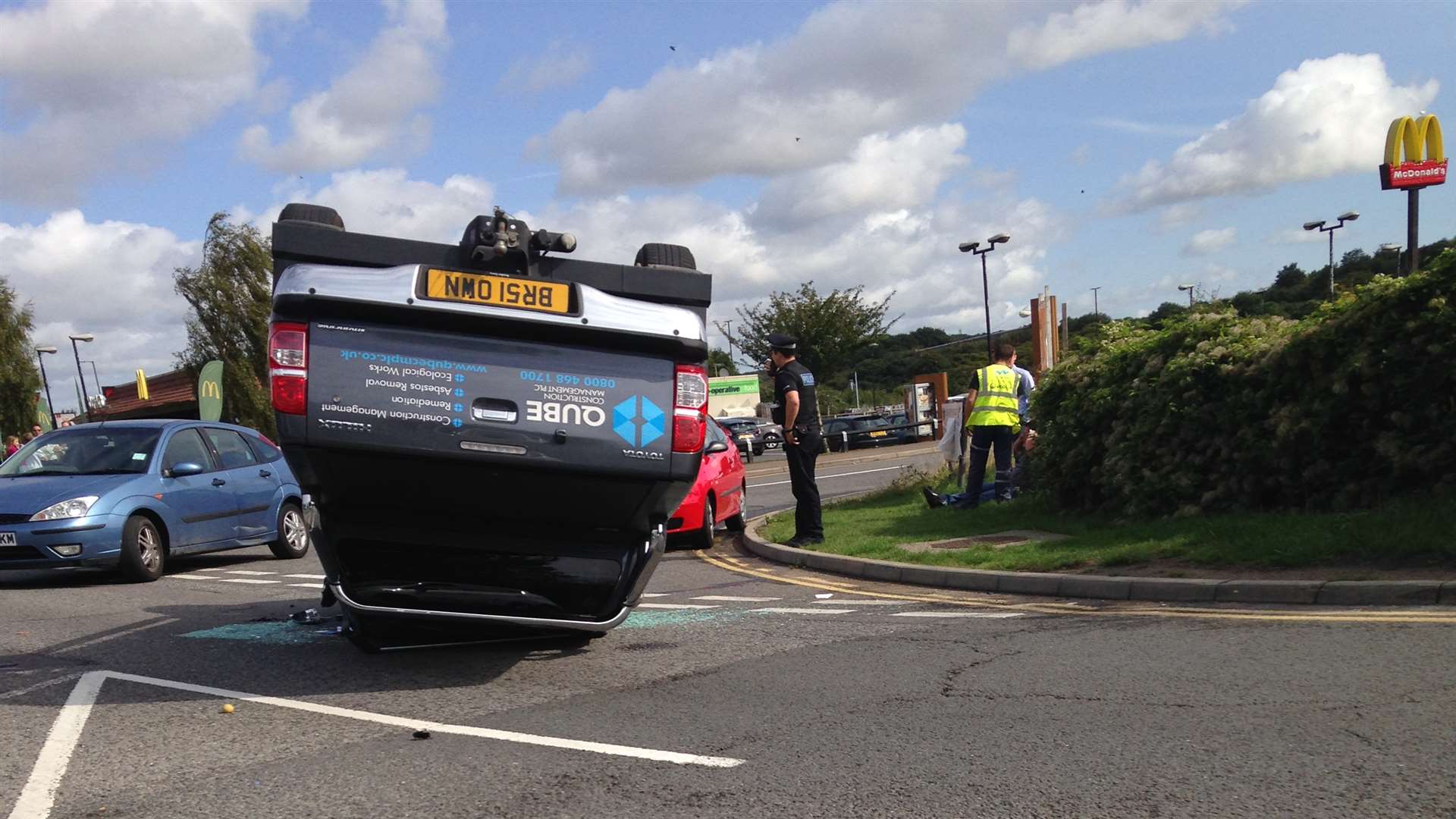 Vehicle overturned on the Medway City Estate