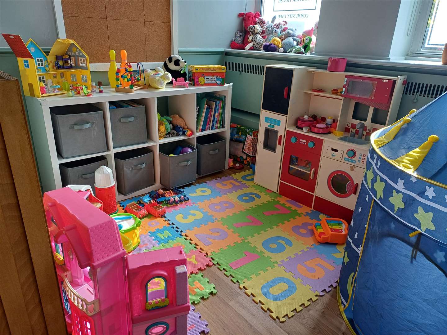 A play area has been set up for children