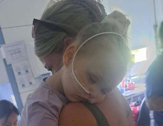 A fundraiser has been set up for Lily and her mum Tiffany, who has stayed at the hospital with her. Picture: Tiffany Smith