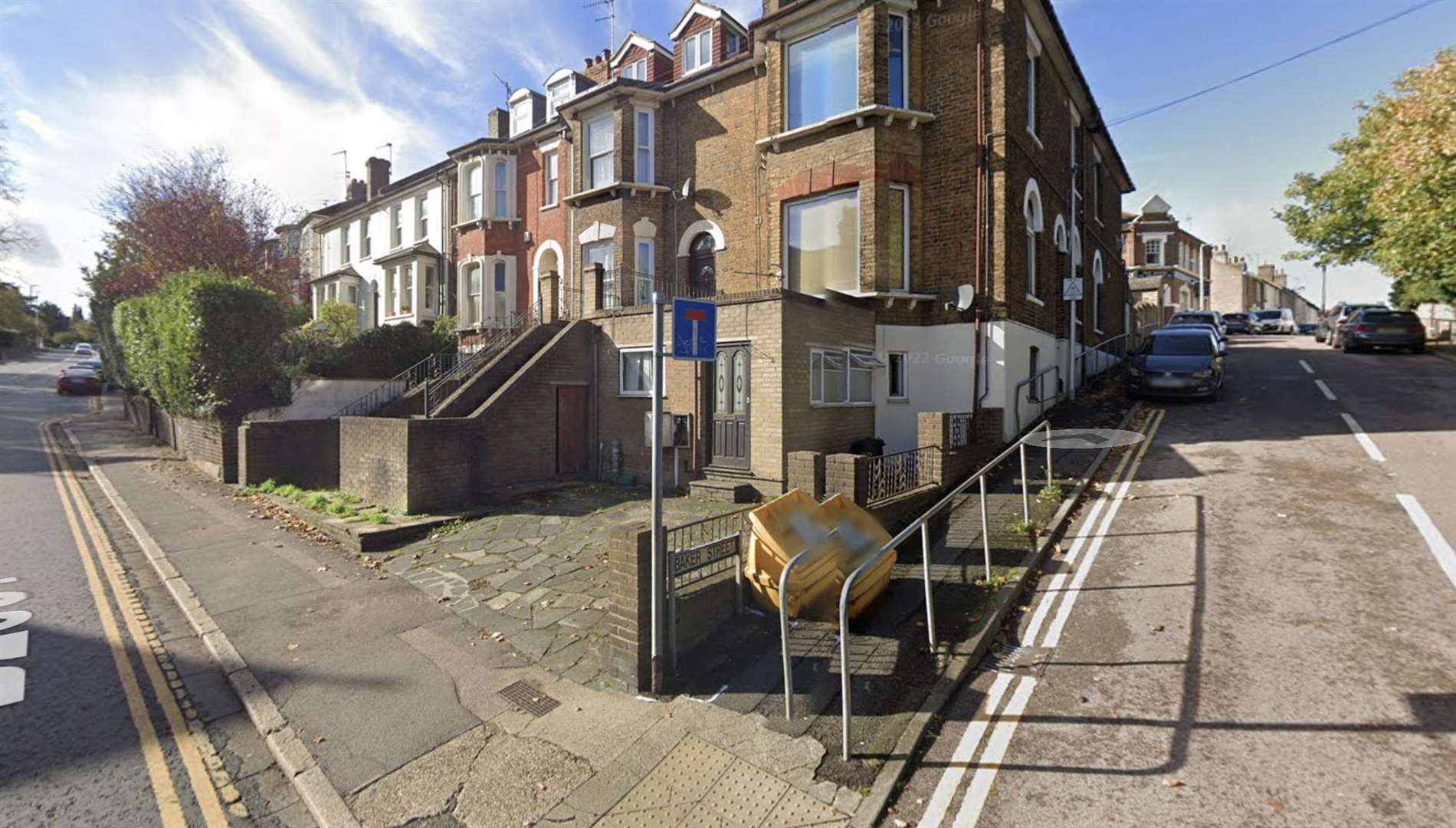 The dead dog was found inside a salt bin at the junction of Baker Street with Maidstone Road in Rochester. Picture: Google Maps