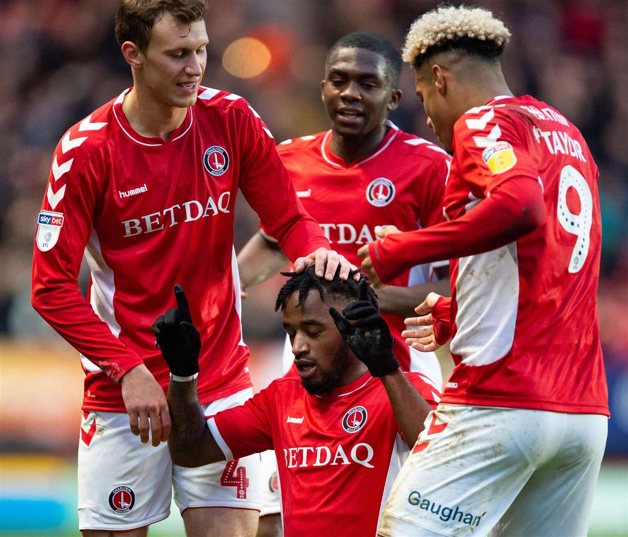 Tariqe Fosu celebrates Charlton's second Picture: Ady Kerry