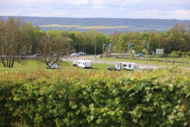 About five caravans are on the site