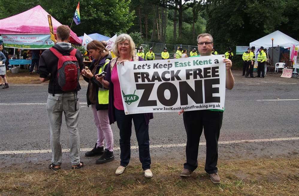 Deal With It's Rosemary Rechter and Stuart Cox protesting at Balcombe