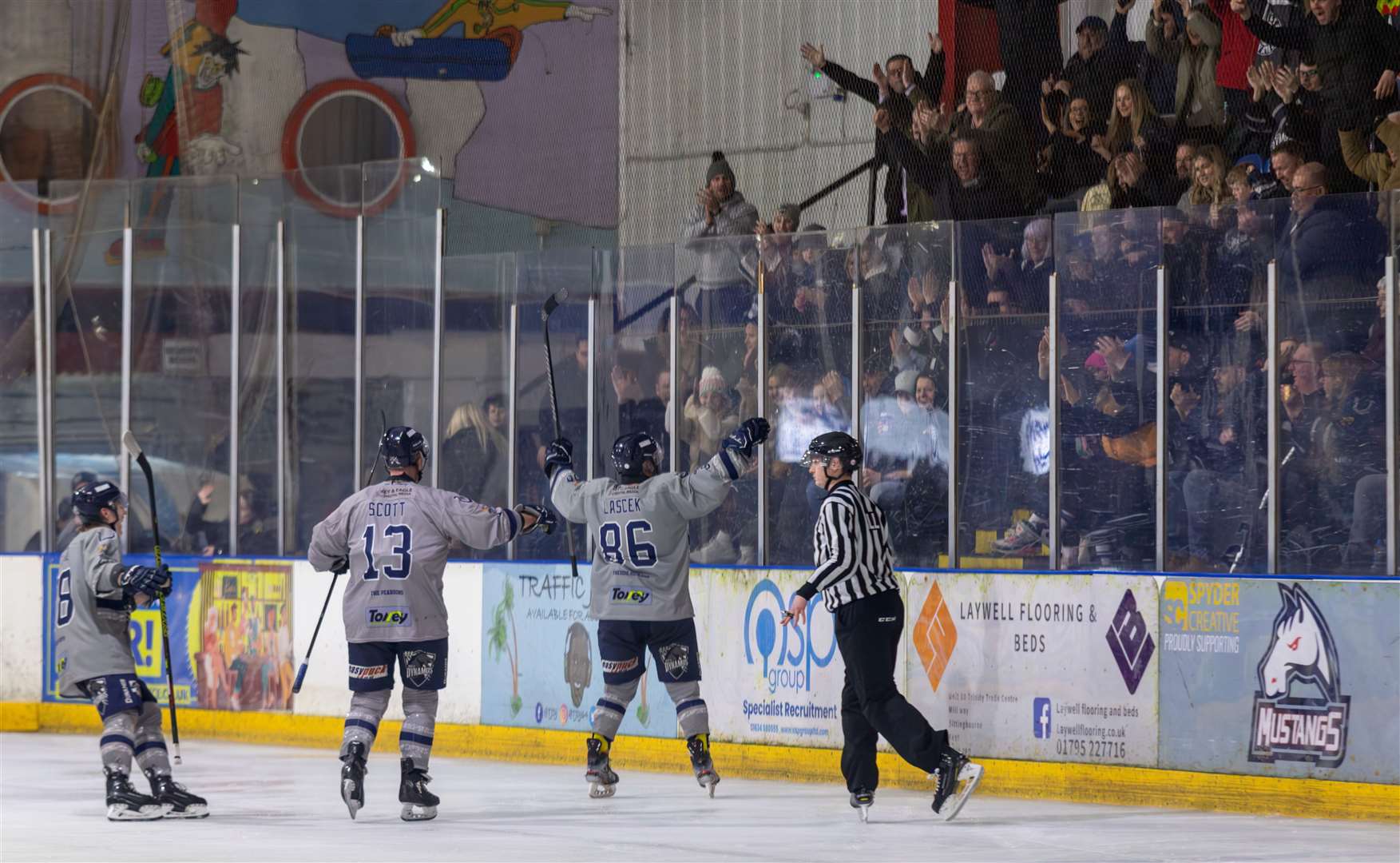 Stanislav Lascek celebrates a goal for Invicta Dynamos against Solent Devils during Saturday’s match Picture: David Trevallion