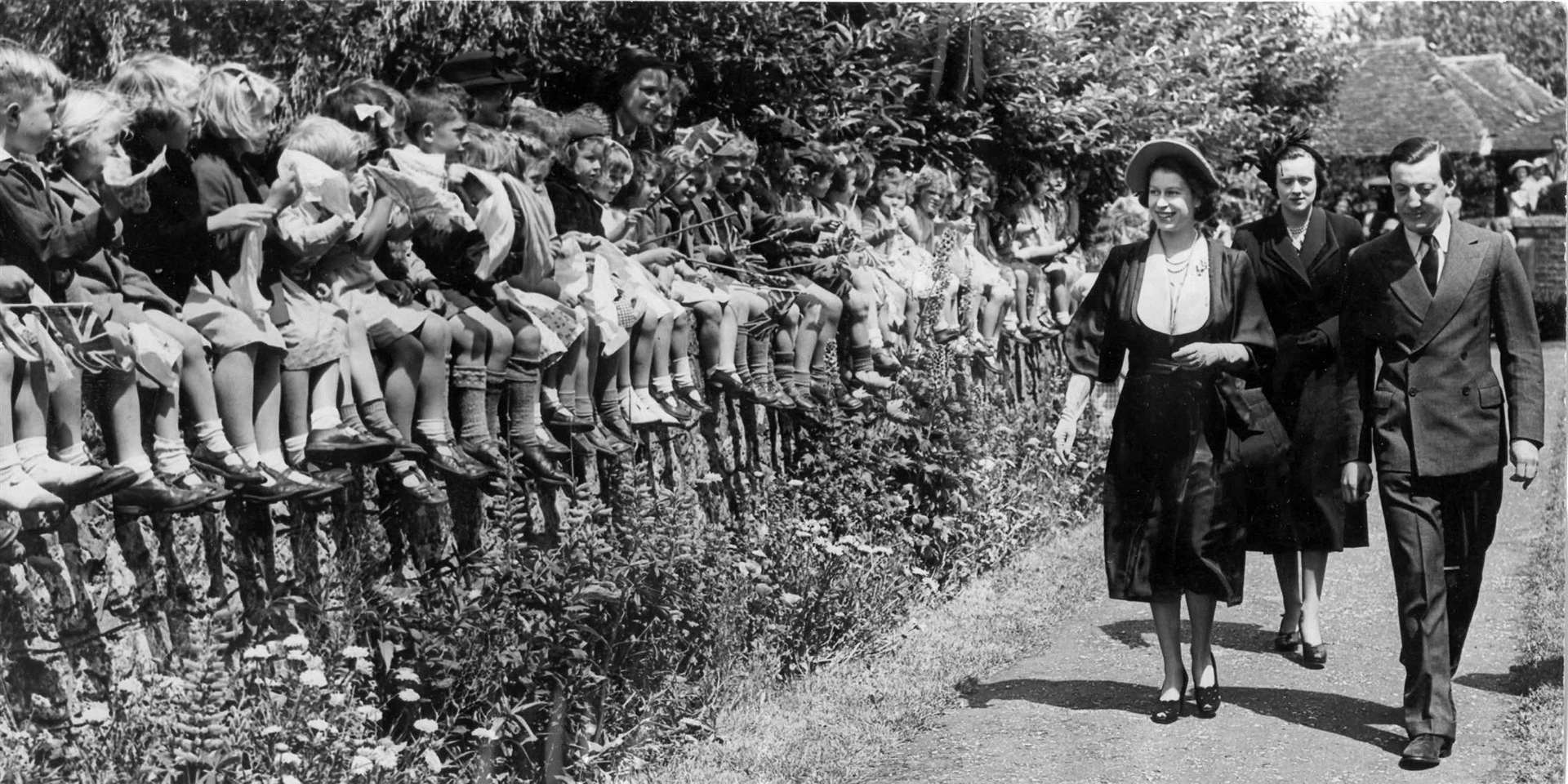 Princess Elizabeth in June 1950 - a little under two years before she would become Queen - at the church in Mersham where she was to become godmother to Lord and Lady Brabourne's second son, Michael