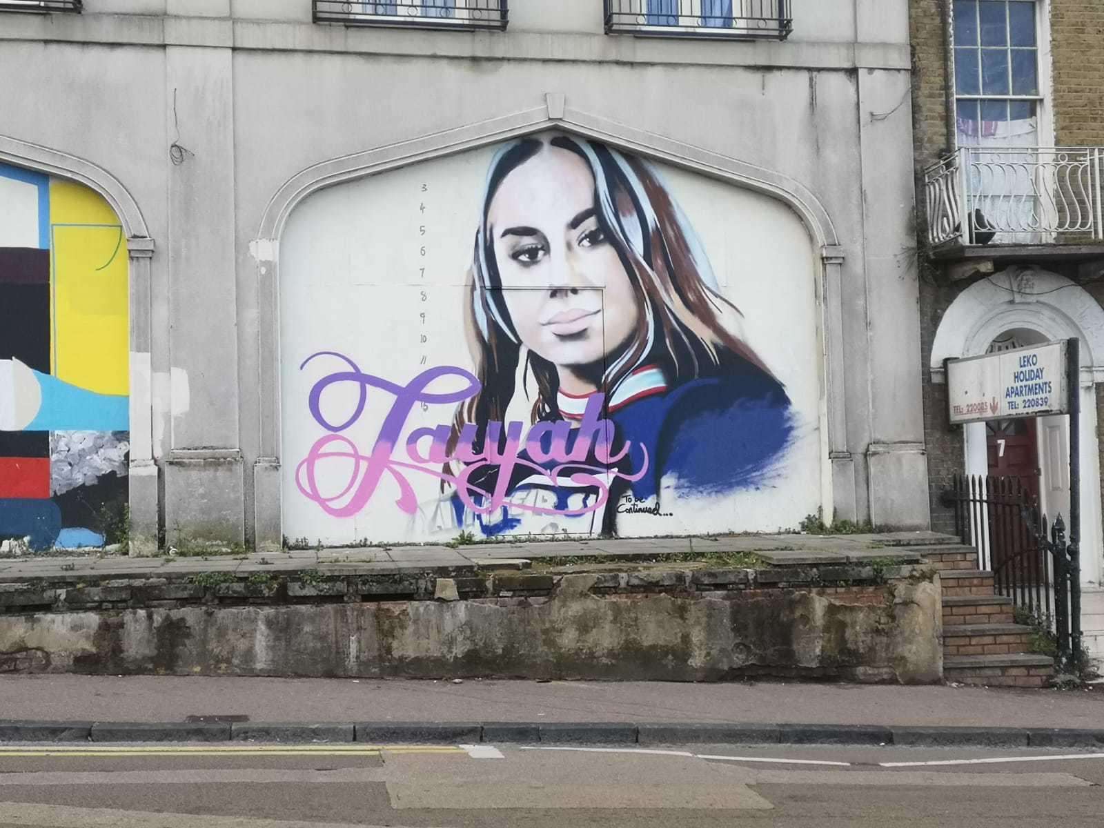 The repainted Taiyah Peebles mural