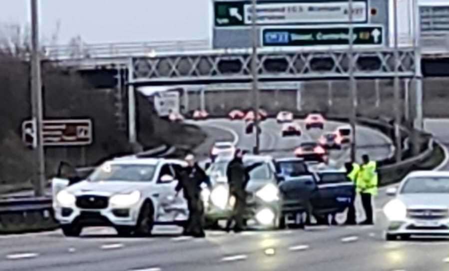 Up to 10 vehicles were damaged during the chase on the A2 near Gravesend, according to a witness. Picture: Leanne Verrall