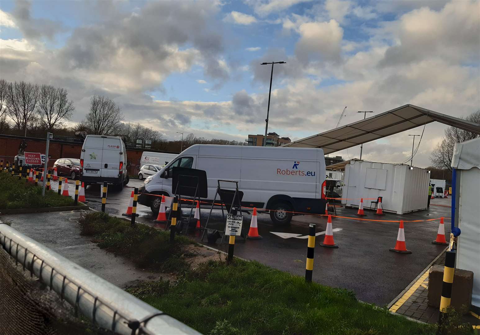 Vans in the Ashford test centre this afternoon