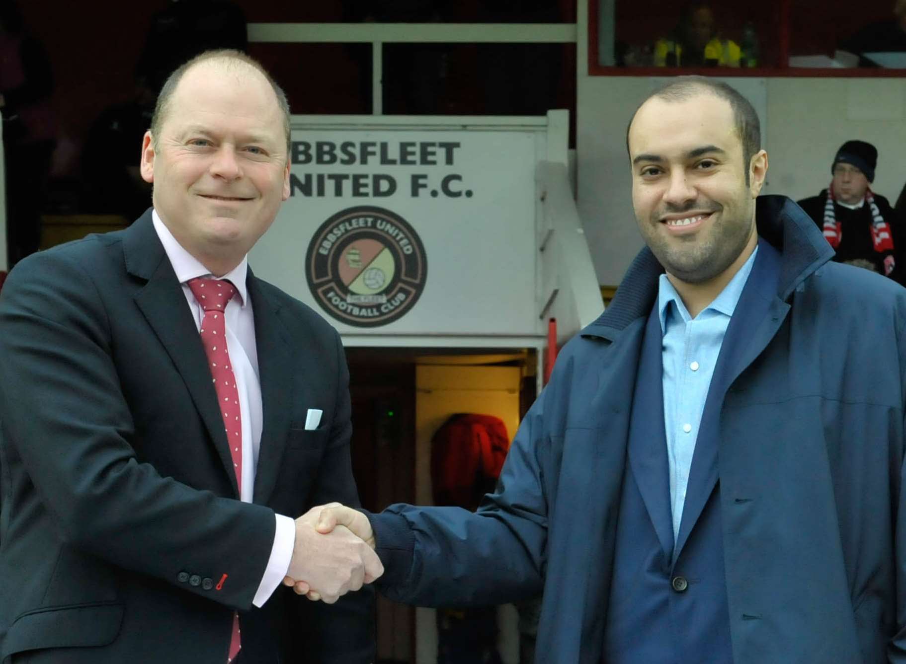 TSP director David Grief with Ebbsfleet United chairman Dr Abdulla Al-Humaidi