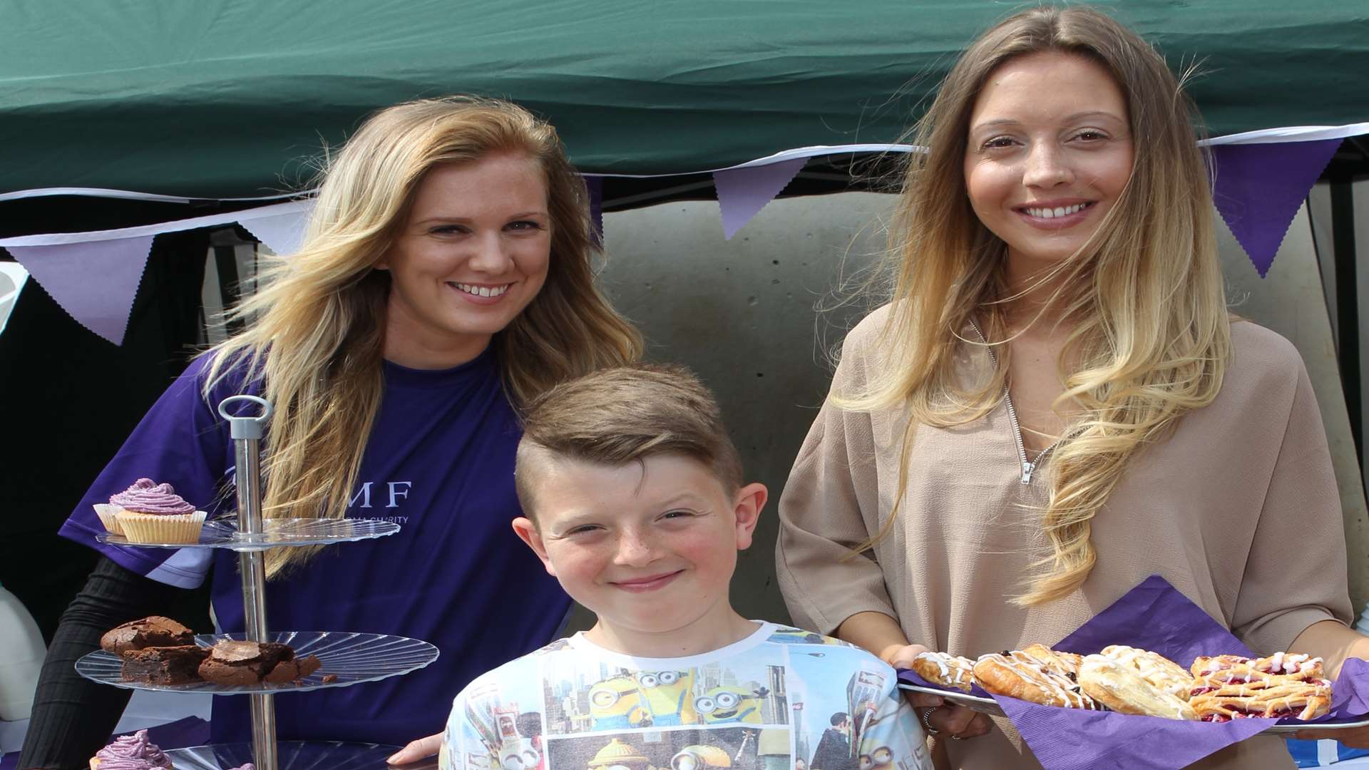 Aleisha Gray, left, daughter of the late Jim Gray, Tyler Keay, 10 and Sammie Blake, sold cakes at last year's memorial event.