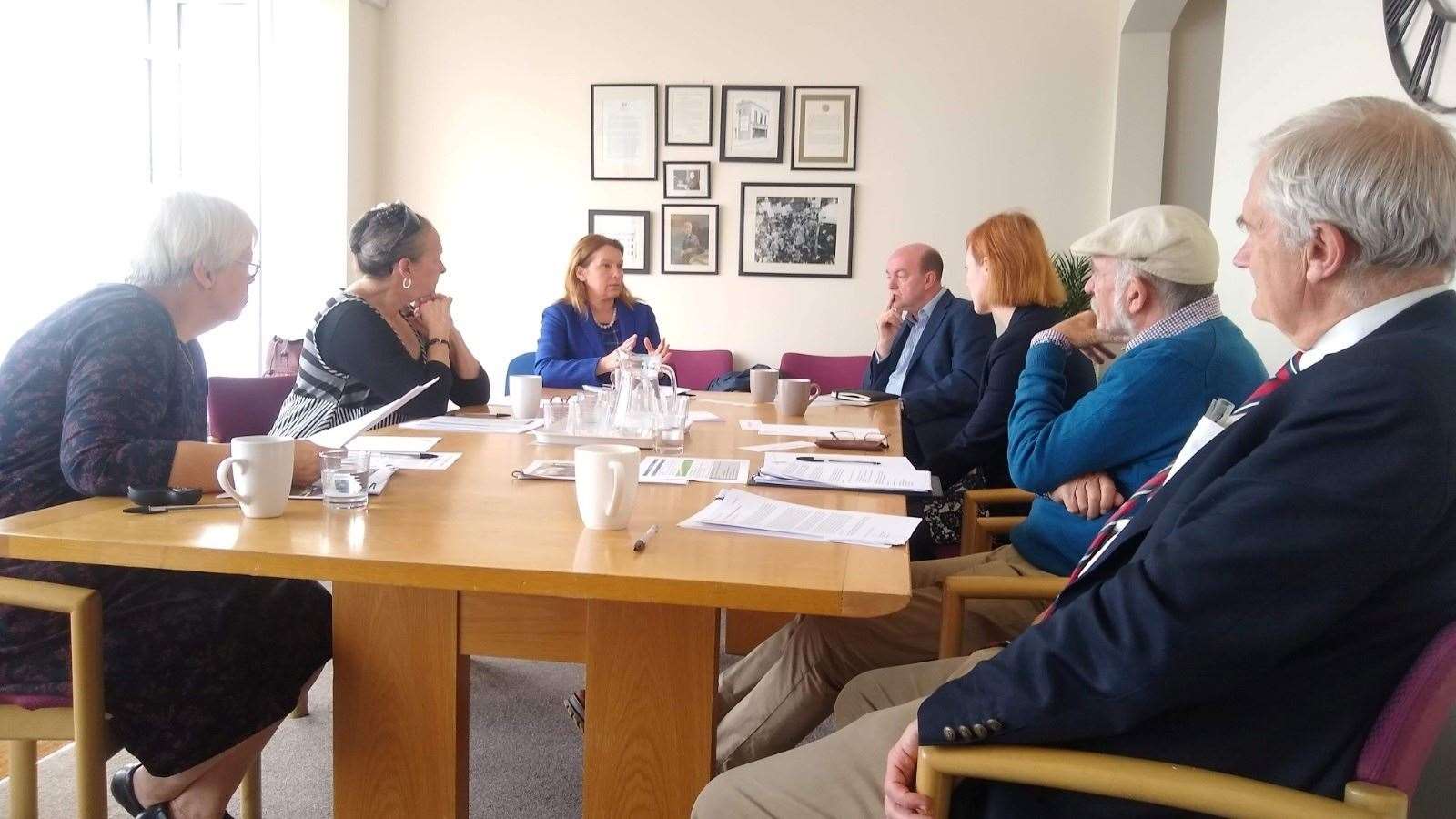 Anne Matthews, Marsha Horne, Natalie Elphicke, Paul Bentley - chief executive at NHS Kent & Medway ICB, Natalie Davies - chief of staff at NHS Kent & Medway ICB, Cllr Tony Grist and Cllr Trevor Bond at the meeting