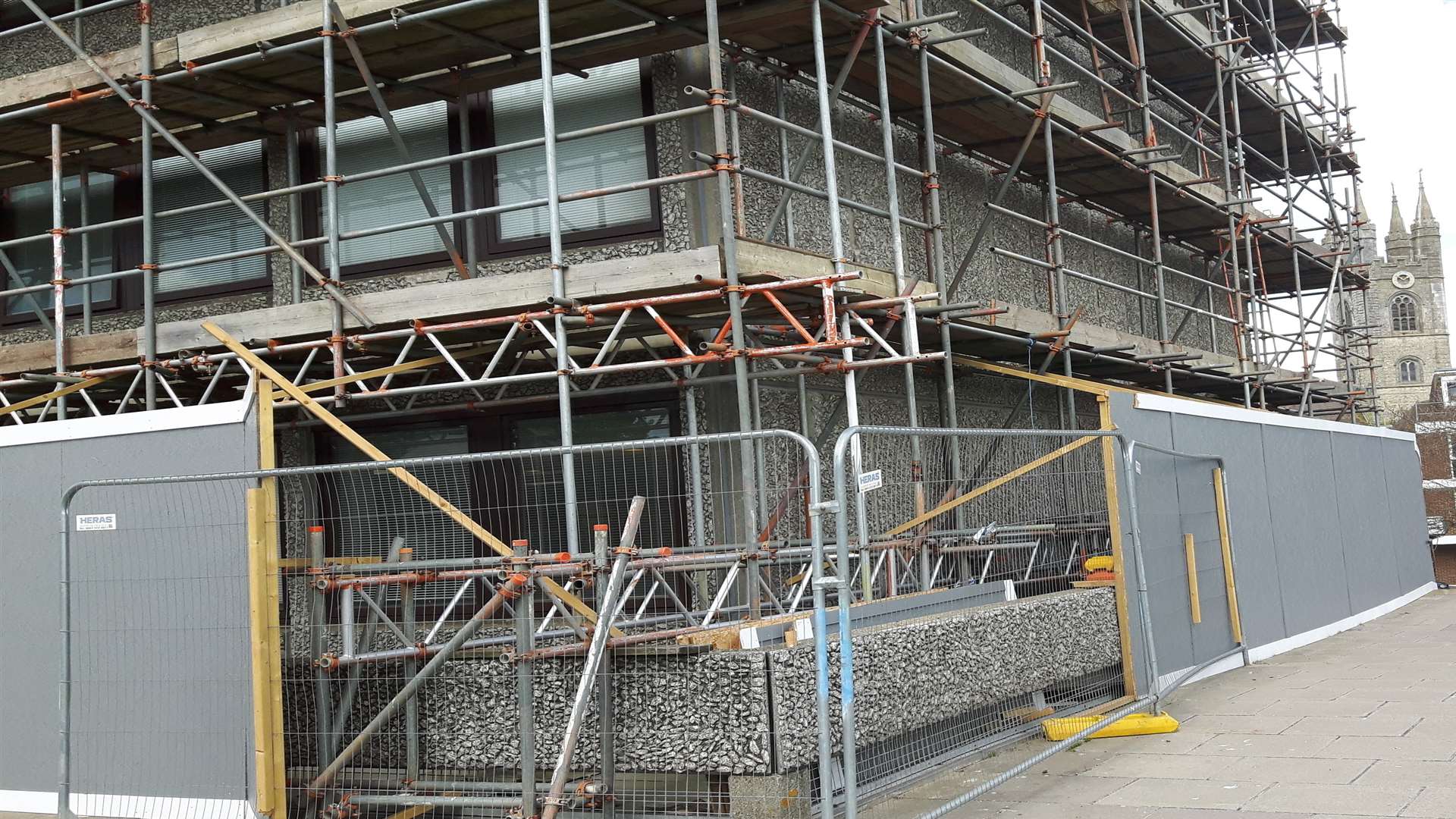 Scaffolding surrounds Ashford Police Station