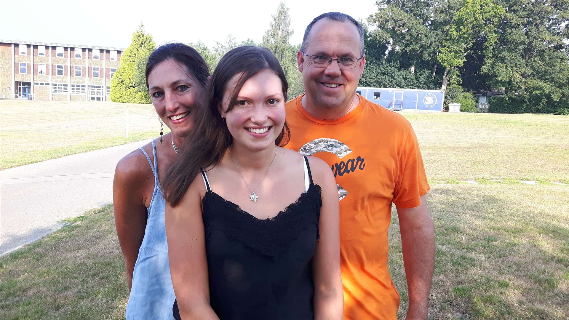 Top Sutton Valence student Lara Savage snatched four straight A*s. She is off to Cambridge to read veterinary science. She is pictured with proud parents Mark and Andrea