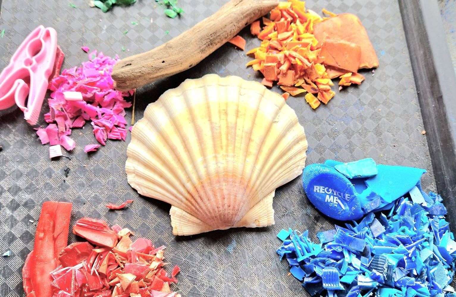 Vicki Hayincorporates plastic she finds at the beach into her artwork. Picture: Vicki Hay