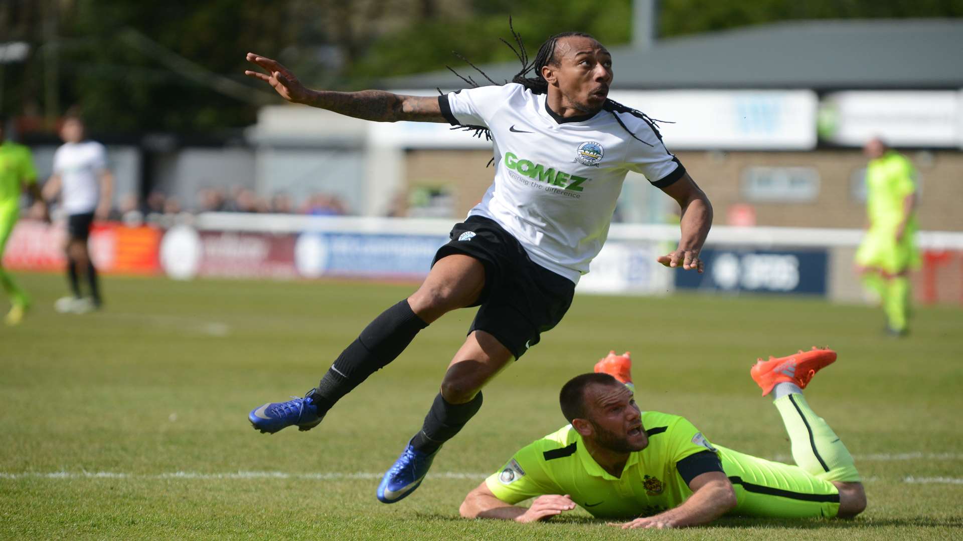 Ricky Modeste puts Dover ahead against Southport Picture: Gary Browne