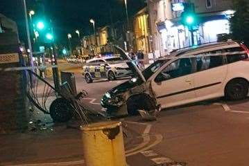 The crashed people carrier is blocking traffic on Southill Road in Chatham. Picture: Nikky Xavier