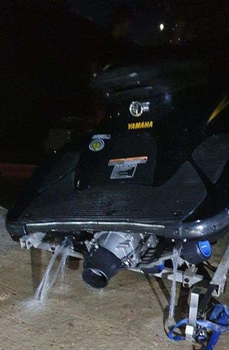 The jet ski got stuck on some rocks at Stone Bay, Broadstairs. Picture: HM Coastguard Margate