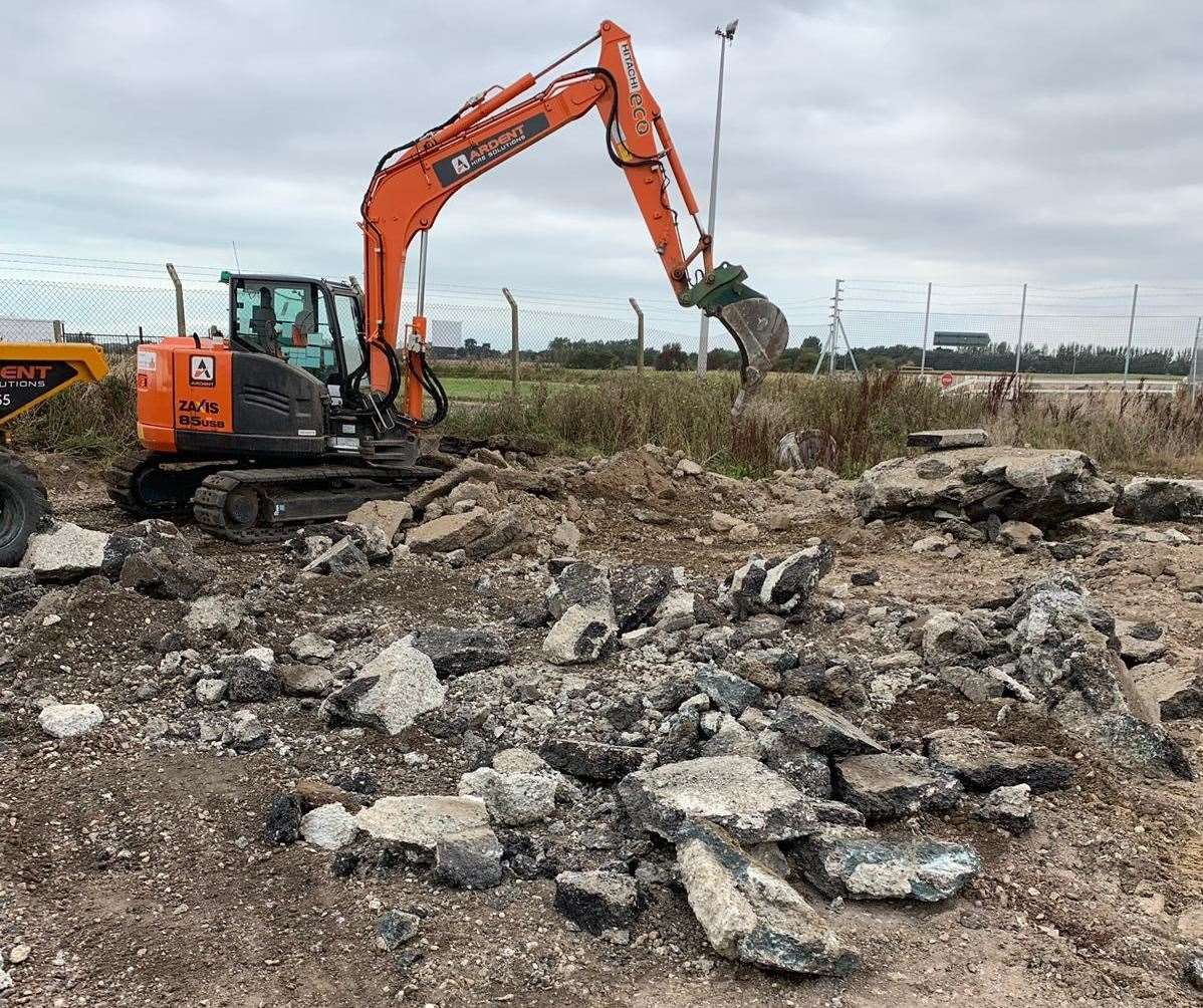 Work has included moving 300 tonnes of rubble at the airport