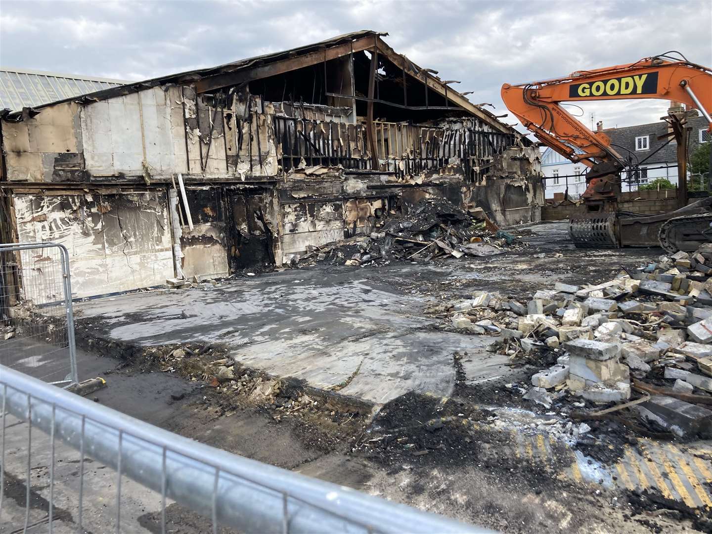 Demolition work has taken place at the cockle shed in Whitstable harbour, pictured here on Saturday